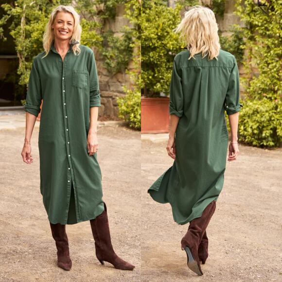 Frank & Eileen Famous Denim Rory Maxi Shirtdress In Vintage Green Size Small - Picture 1 of 14